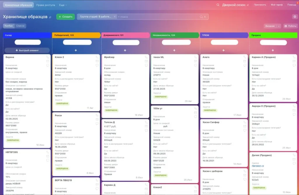Дашборд воронки продаж в Битрикс24: стадии сделок от замеров до оплаты