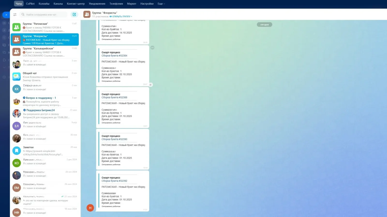 Командные чаты в Бітрыкс24 — общение сотрудников и координация задач