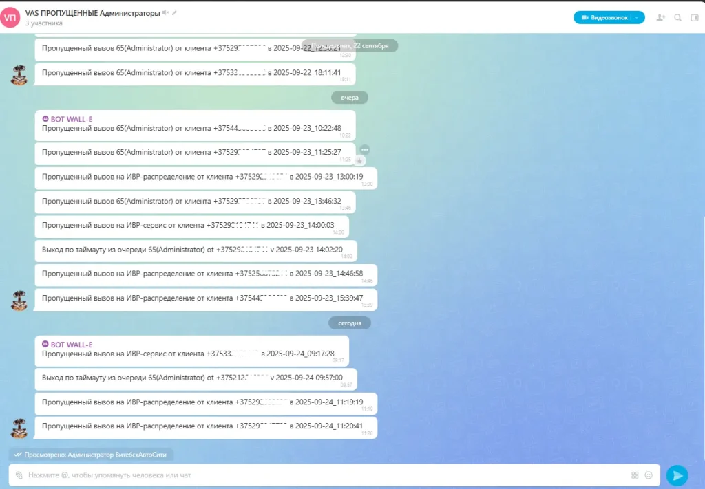 Вебхуки в групповых чатах сотрудников