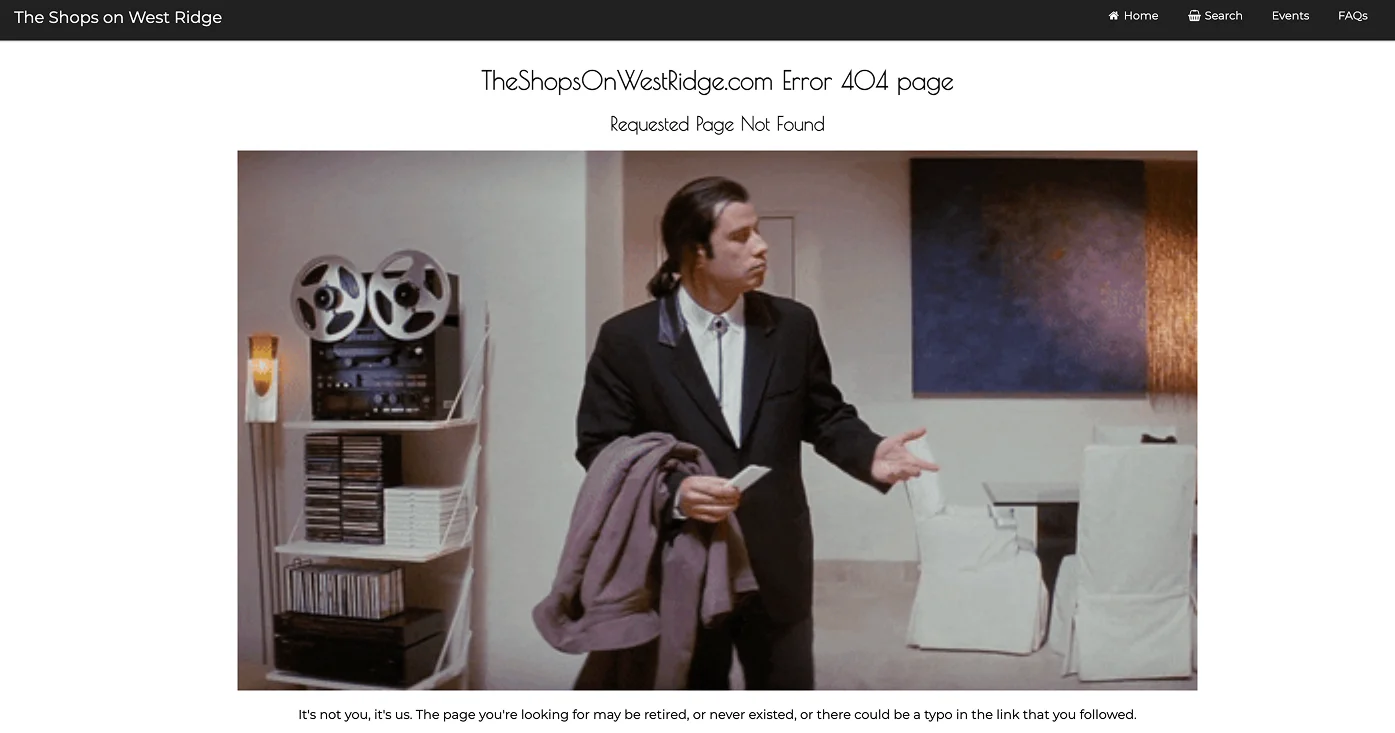 пример страницы 404 с мемом для удержания пользователя